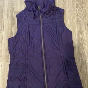 COLUMBIA Women’s Large Purple Full Zip Fleece Lined Vest Pockets Winter